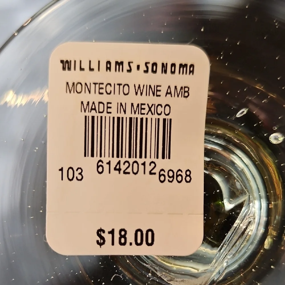 Handblown Williams Sonoma Montecito Amber Wine Glasses Set of 2